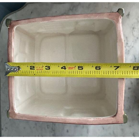 Vintage General Store Cookie Jar By GKAO Ceramic Brown House Welcome Apples Eggs - Picture 11 of 16